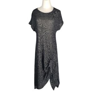 Comfy USA Legenlook Midi Dress Tie Up Hem Semi Sheer Open Weave Lightweight Sz L